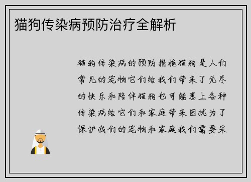 猫狗传染病预防治疗全解析